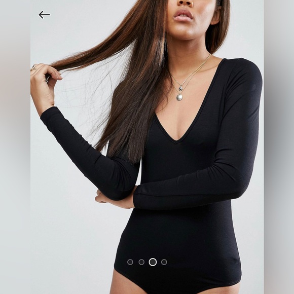 ASOS Tall Black Long-Sleeve V-Neck Bodysuit - Picture 5 of 5